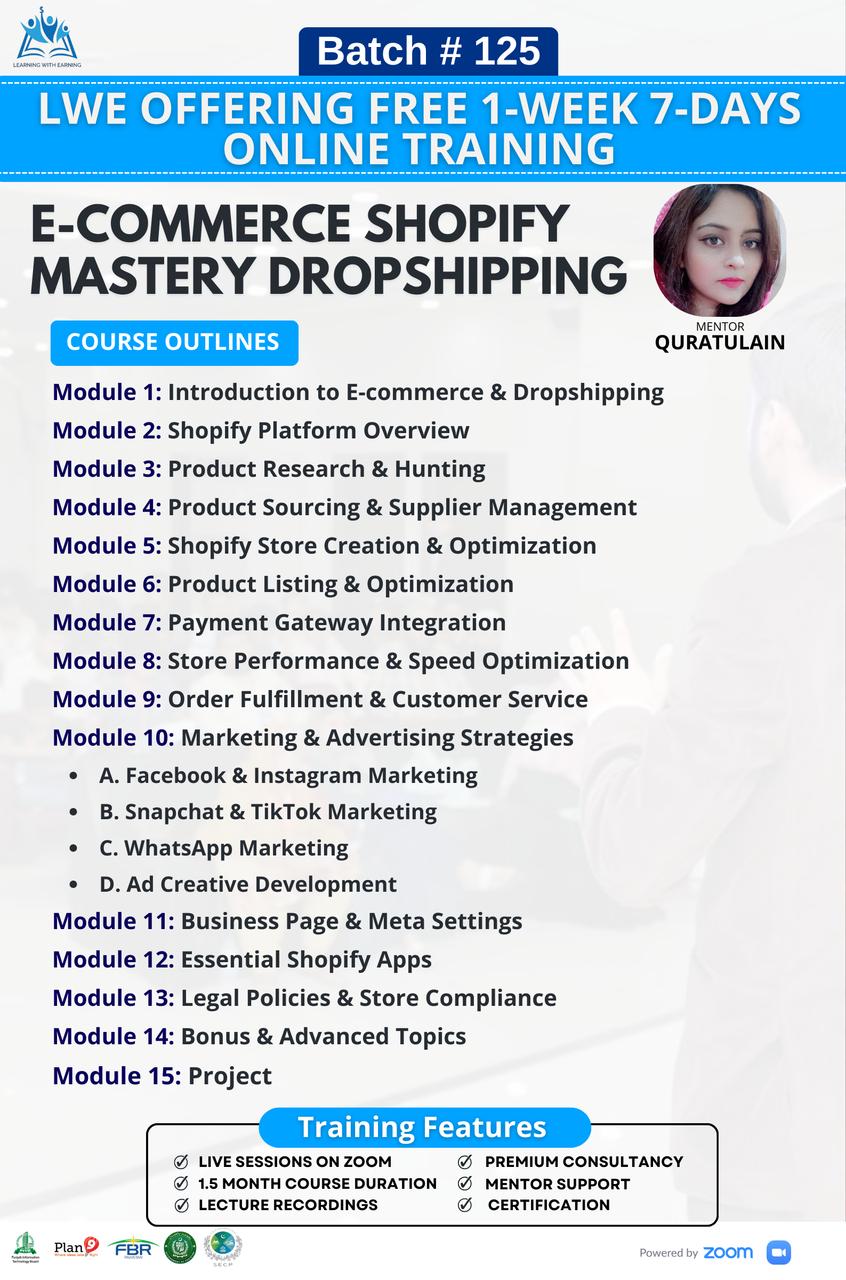 Shopify Dropshipping Expert in 1.5 Months – Just Rs. 3000! 🚀